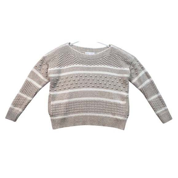 Victoria's Secret Sweaters - Victoria's Secret Pink Popcorn Stitch Sweater Women Large Cream Stripe Pocket